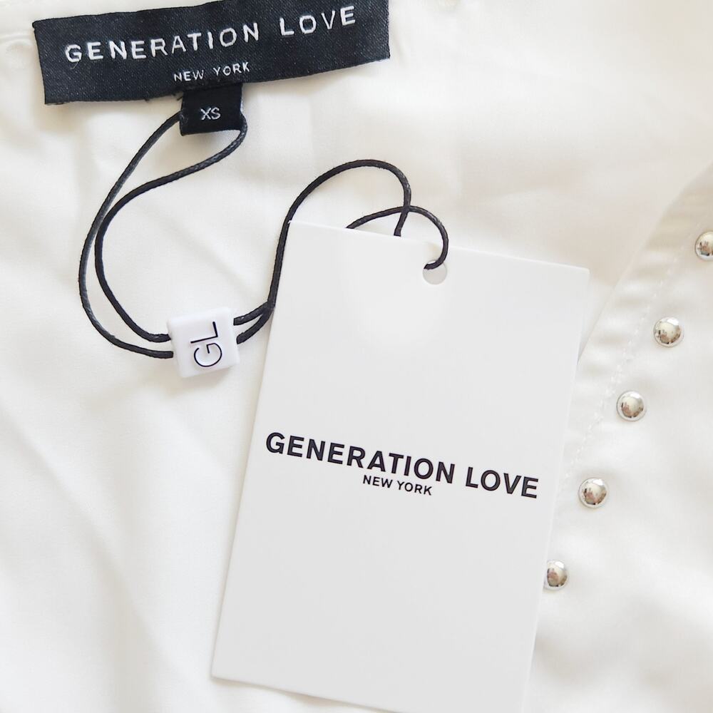 GENERATION LOVE Jordyn Stud silky flutter sleeve top blouse in white Size XS NEW - Picture 5 of 8